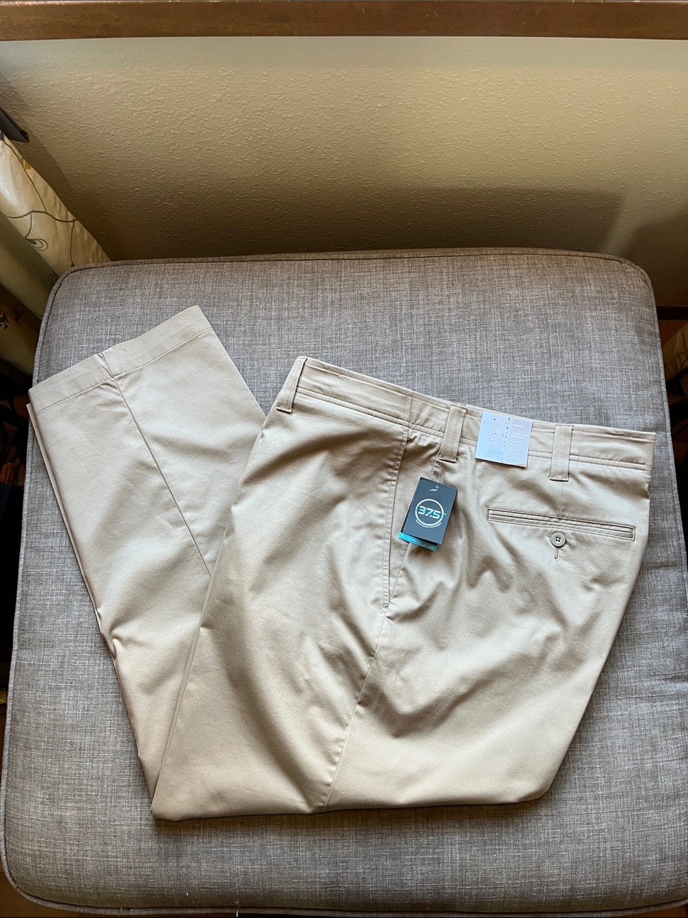 Oak Hill 37.5 Straight Fit Tech Pant Flat Front Tan Neutral Size Big 50x28